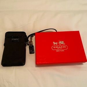 Coach Card Holder Wristlet Black